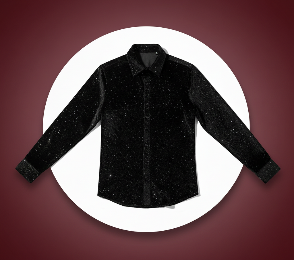 Men’s Starlight Sequin Shirt – Casual Business Punk Style | Shiny Long-Sleeve Party Top