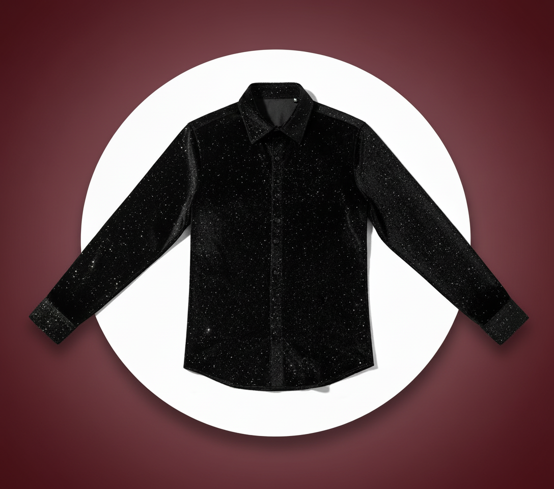 Men’s Starlight Sequin Shirt – Casual Business Punk Style | Shiny Long-Sleeve Party Top
