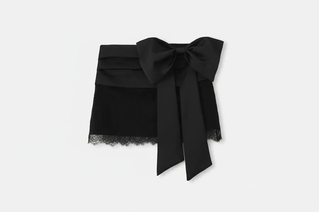 Black Lace Backless Two Piece Set for Women – Sexy Long Sleeve Bodysuit & Mini Skirt Party Club Outfit Luminara