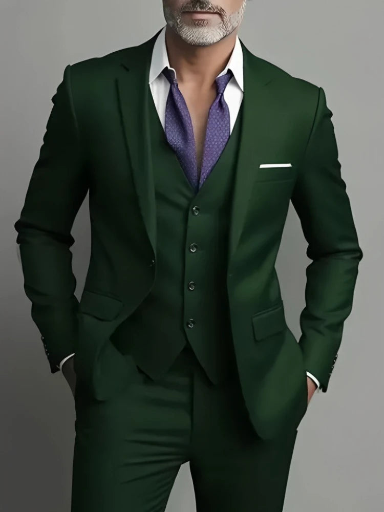Men's Business Casual Suit for Weddings, Genuine Blazer, Vest and Pants, Big & Tall,Slim Fit Waistcoat, Dress Trousers, US Size