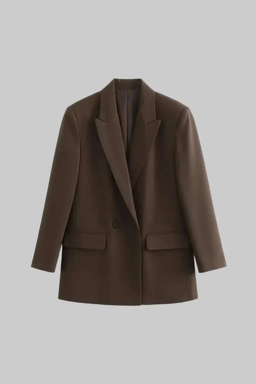 Women Fashion Double Breasted Loose Fitting Blazer Coat Vintage Long Sleeve Pockets Female Outerwear Chic Veste Femme Luminara