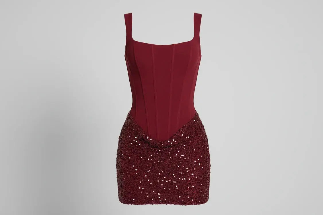 Mingmingxi Winter Women Sequins Dress Sexy Draped Elegant Bodycon Club Party Dress Glitter Lace Up Formal Wedding Guest Dress Luminara