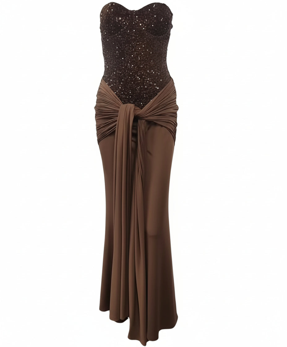 Lustré – Elegant Sparkle Off-Shoulder Maxi Dress | LUMINARA