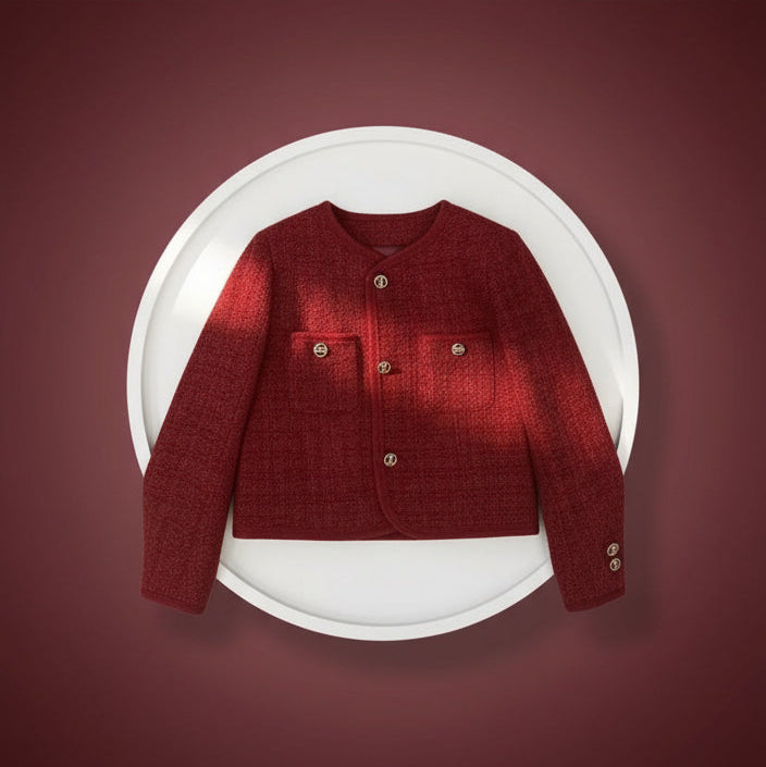 Women’s Short Winter Puffer Coat – Chanel-Inspired Style, Elegant Red, Down-Filled, 2025 Winter Fashion