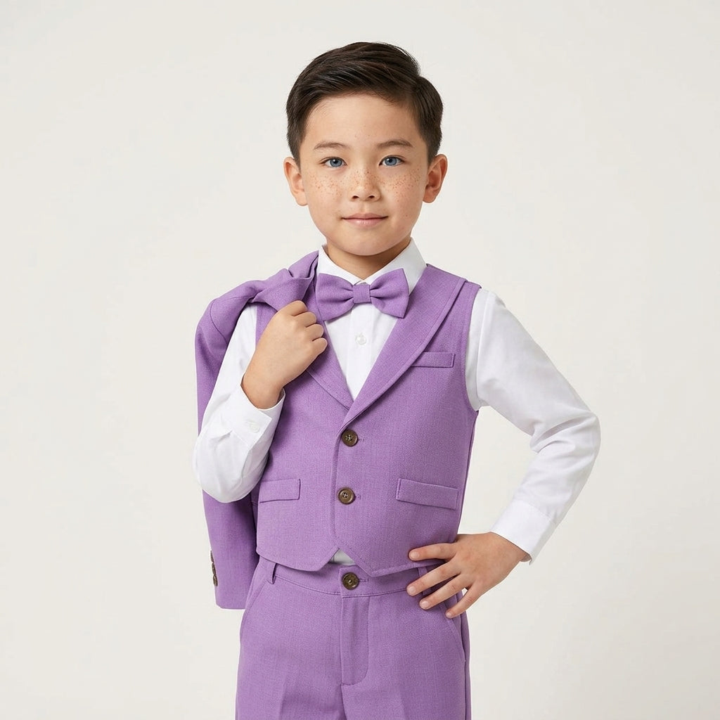 Boys Elegant Suit Set – Formal Outfit for Kids (Shirt, Vest & Pants)