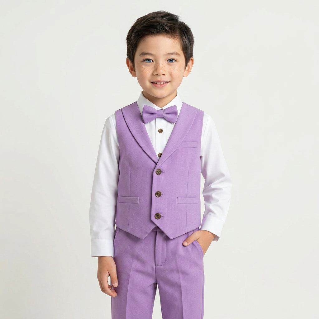 Boys Elegant Suit Set – Formal Outfit for Kids (Shirt, Vest & Pants)