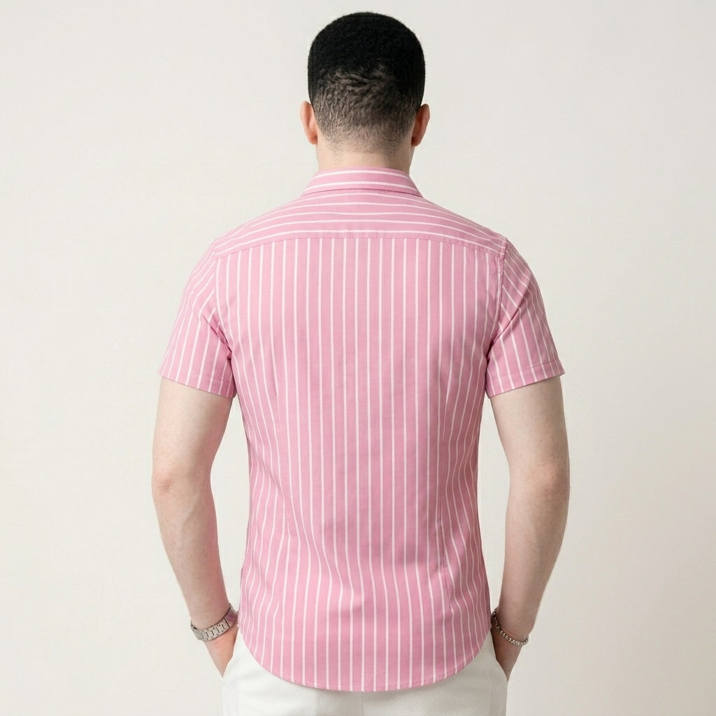 Men’s Striped Short Sleeve Shirt – Casual Summer Button-Up for Business & Everyday Wear