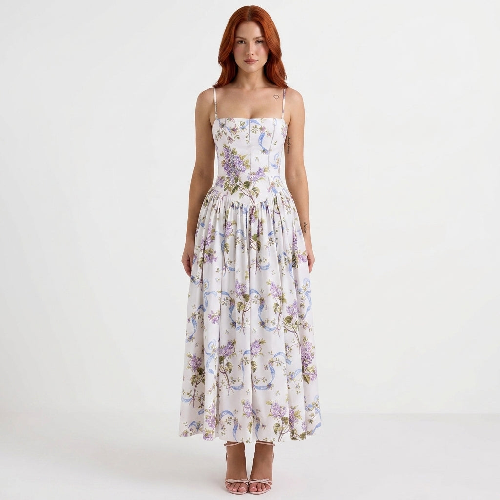 Elegant Floral Print A-Line Summer Dress for Women