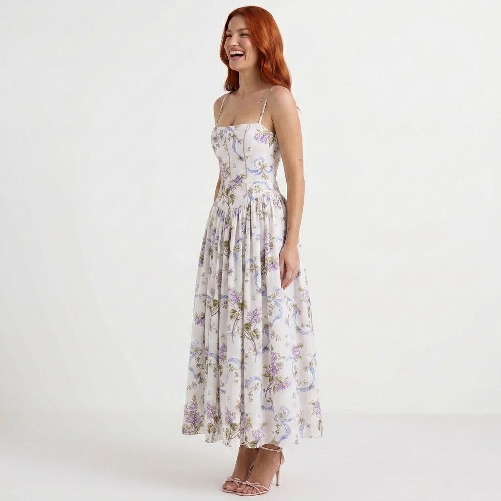 Elegant Floral Print A-Line Summer Dress for Women