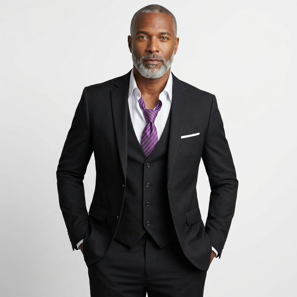Men's Business Casual Suit for Weddings, Genuine Blazer, Vest and Pants, Big & Tall,Slim Fit Waistcoat, Dress Trousers, US Size