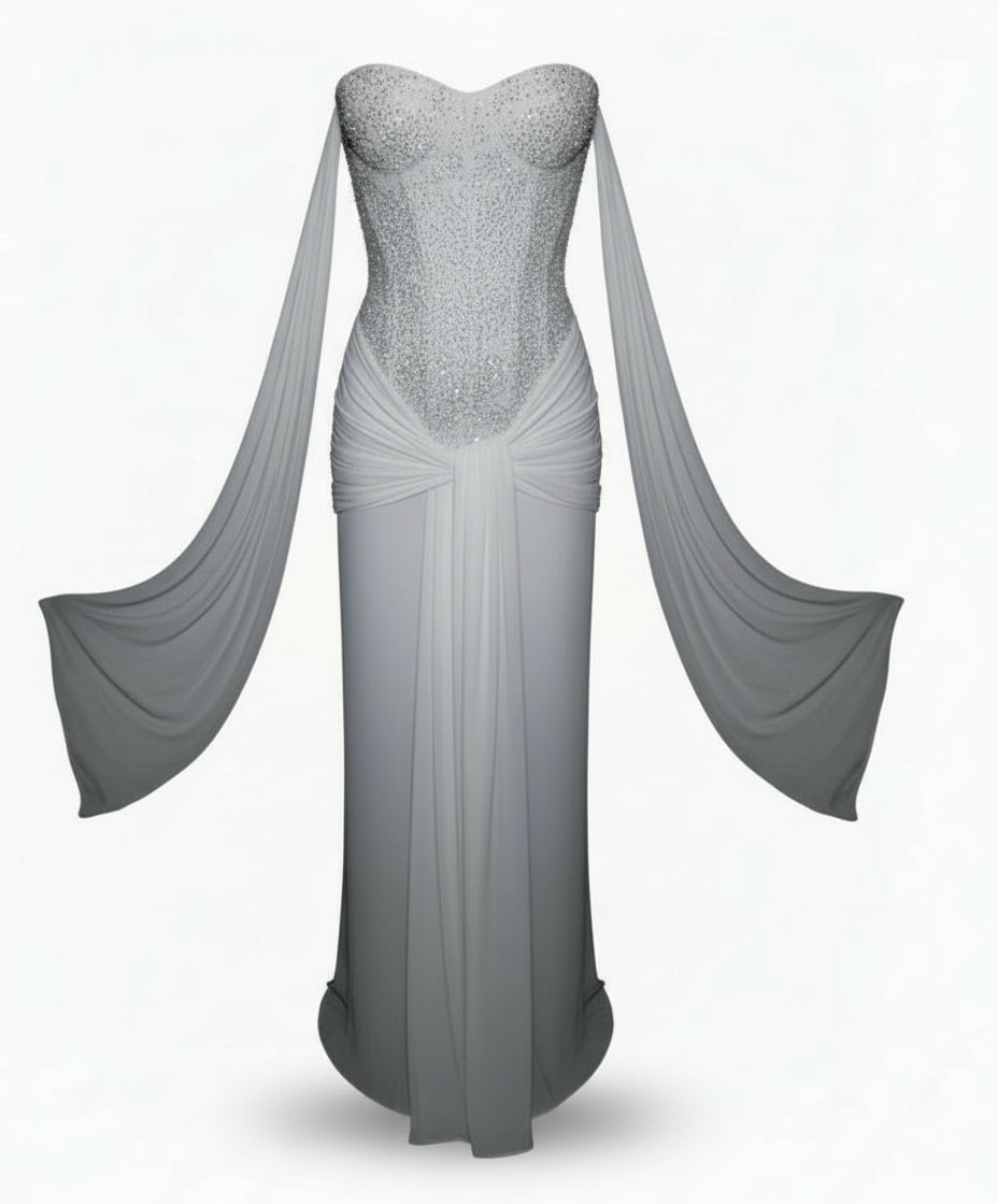 Lustré – Elegant Sparkle Off-Shoulder Maxi Dress | LUMINARA